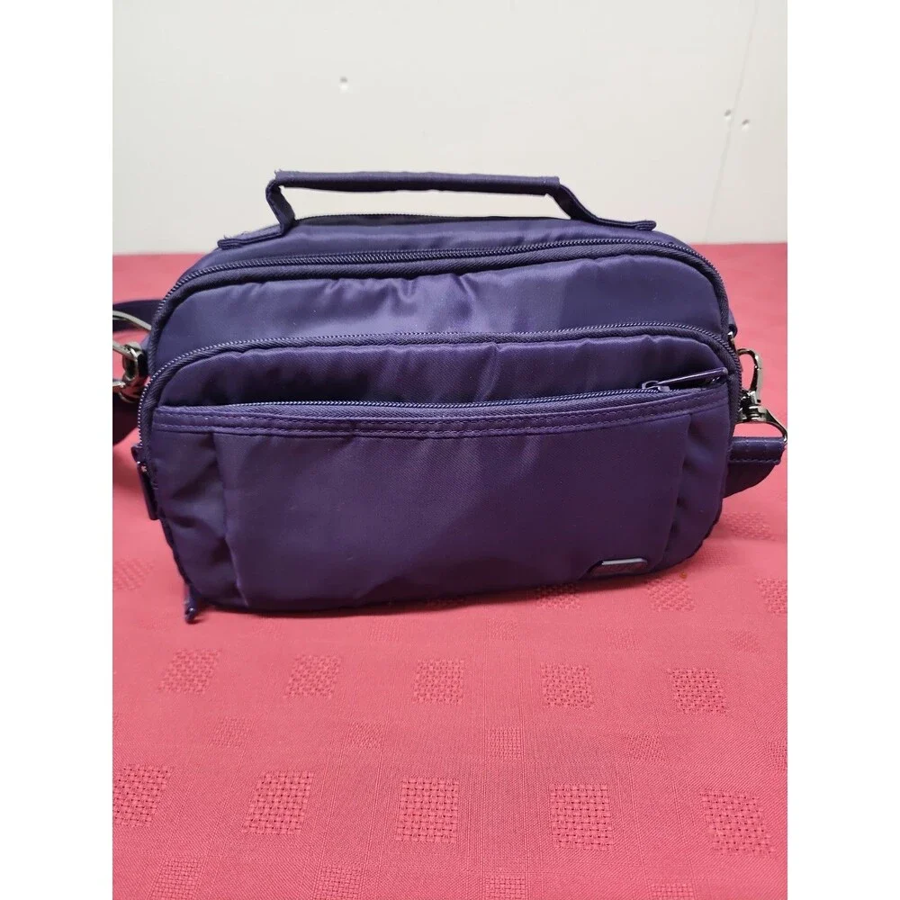 Lug Scoop Medium Top Handle Crossbody Bag In Purple RFID Pocket Travel Friendly